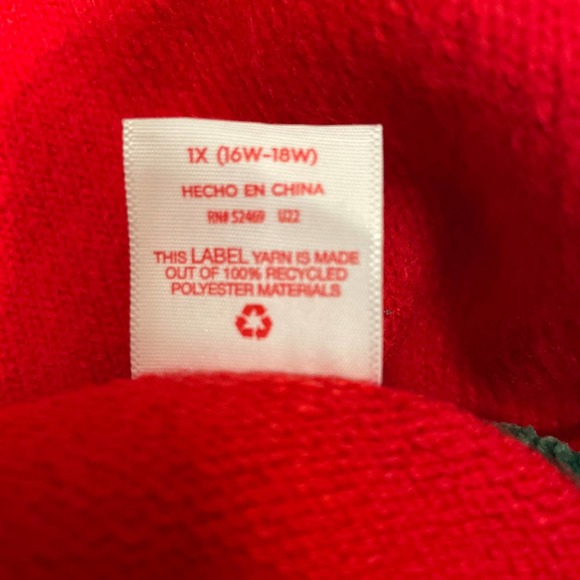 Holiday Time Sweater Red Green Merry Christmas 1X (16W-18W) - Picture 8 of 9